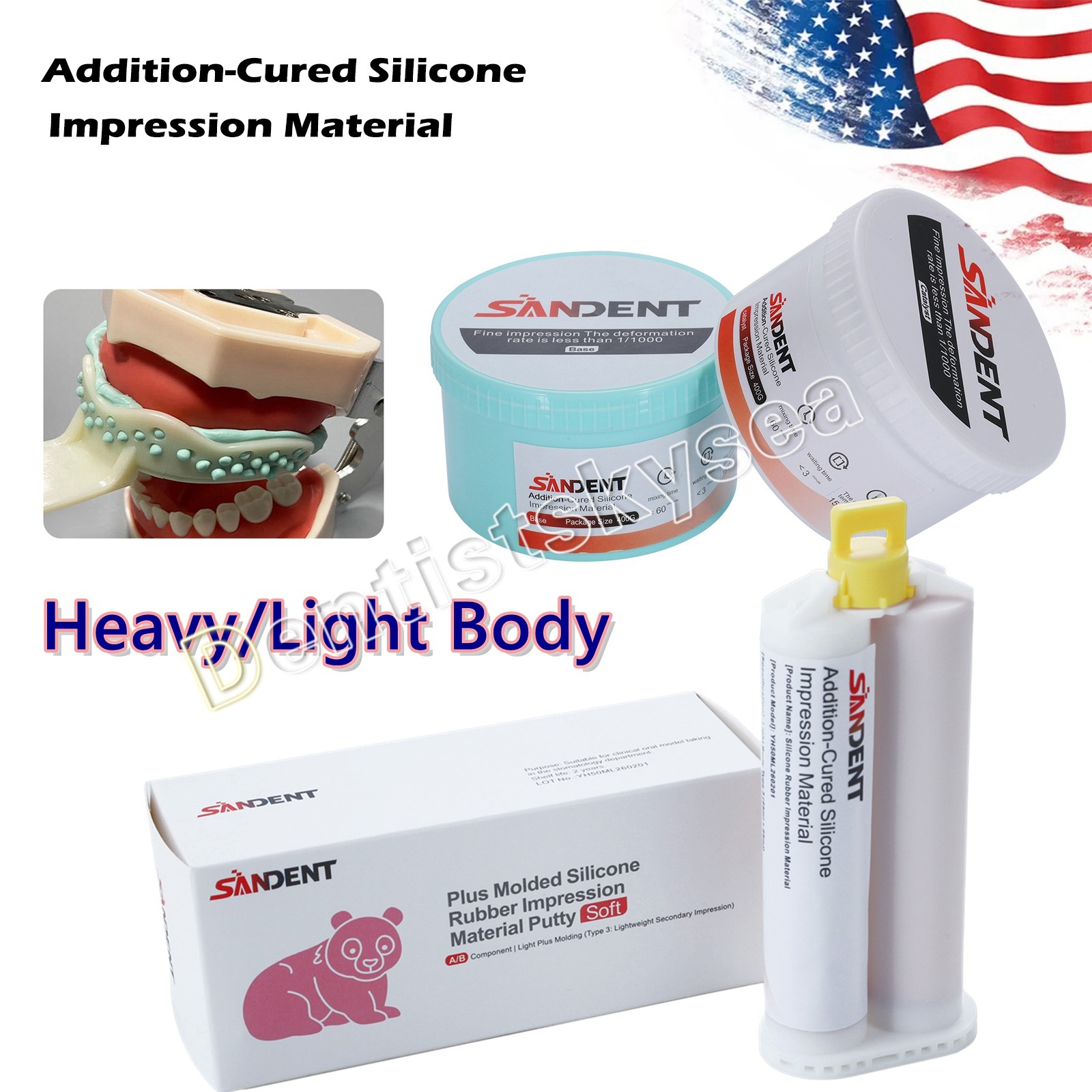 Dental Impression Material Putty Fast Set Catalyst Base Heavy/Light Body
