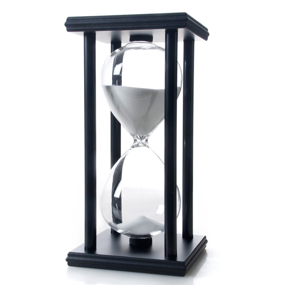 45 Minutes Hourglass, Wood Sand Timer, White | 4 x 4 x 8 inch Sand Clock