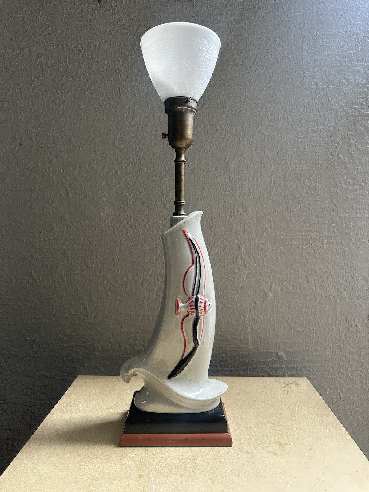 Vintage Mid Century 50s Atomic Rembrandt Flying Fish Torchiere Table Lamp Mcm