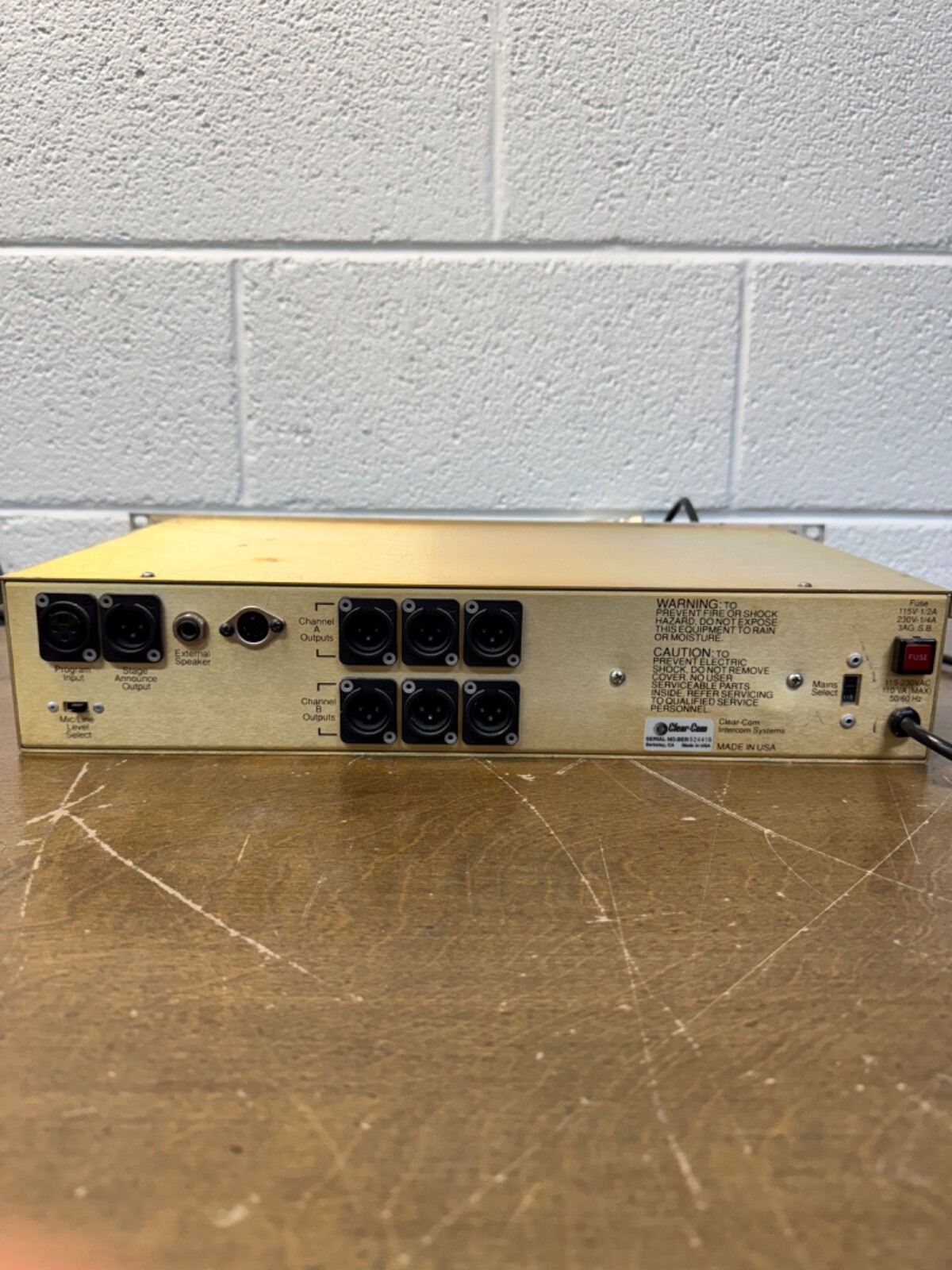 Vintage Clear Com MS200C Main Station Electronics