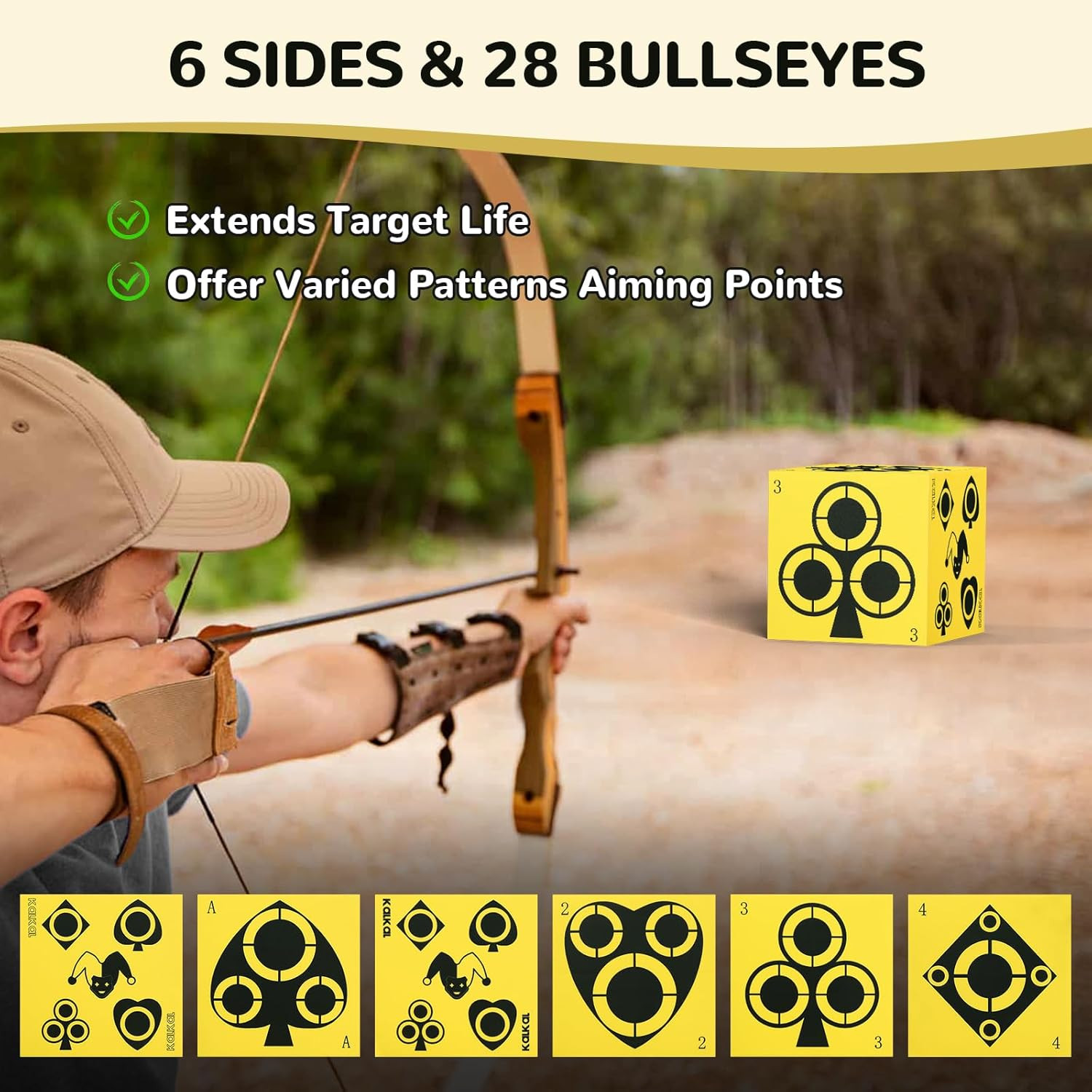 6-Sided Foam Archery Target Block with Handle - Lightweight & Easy Arrow Removal