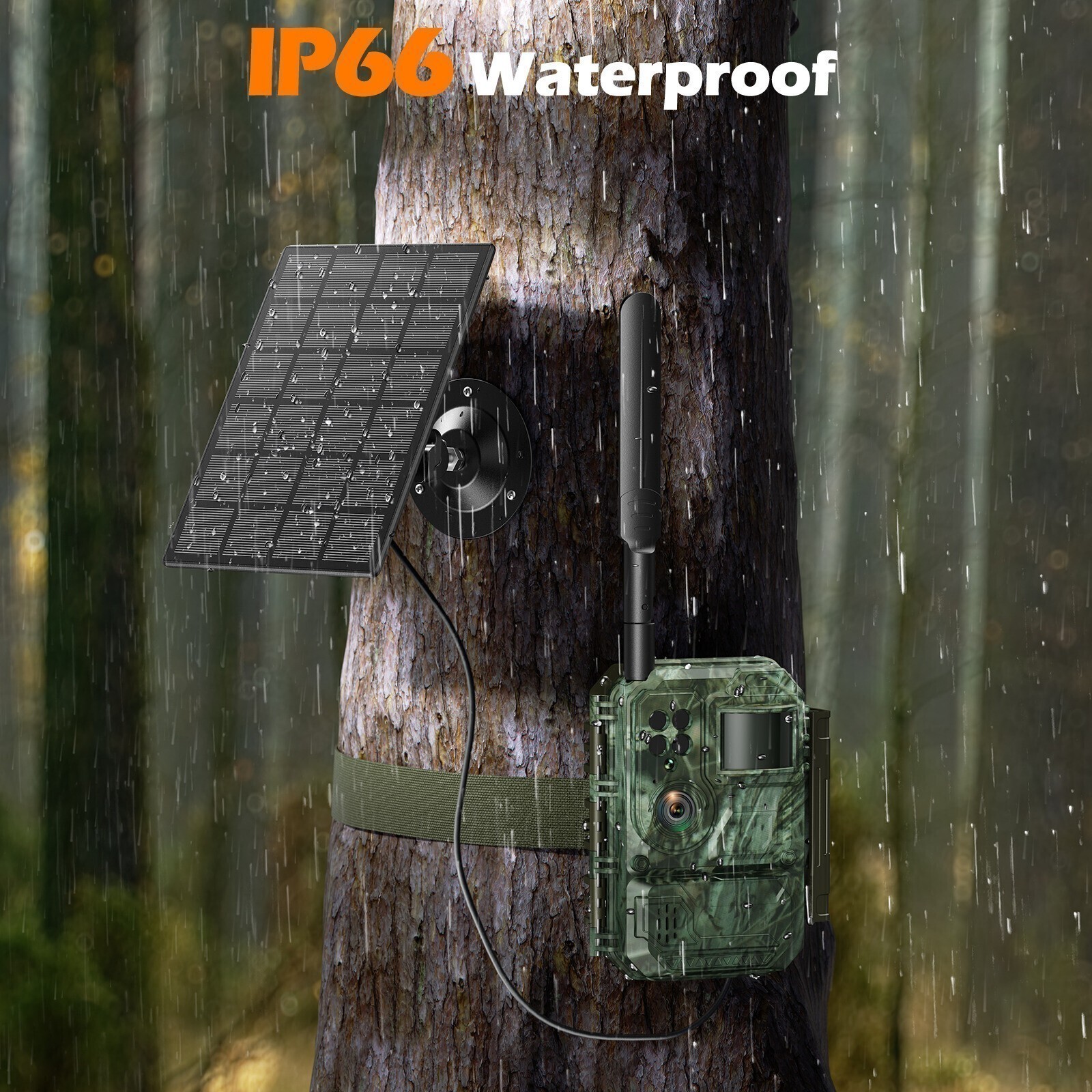 1080P Solar Cellular Trail Camera Include SIM 120° View Wireless Outdoor Hunting