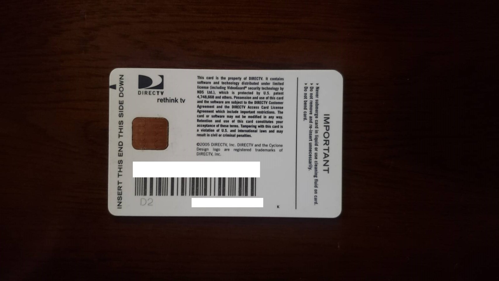 Direct TV Satellite Cable Access Card Vintage