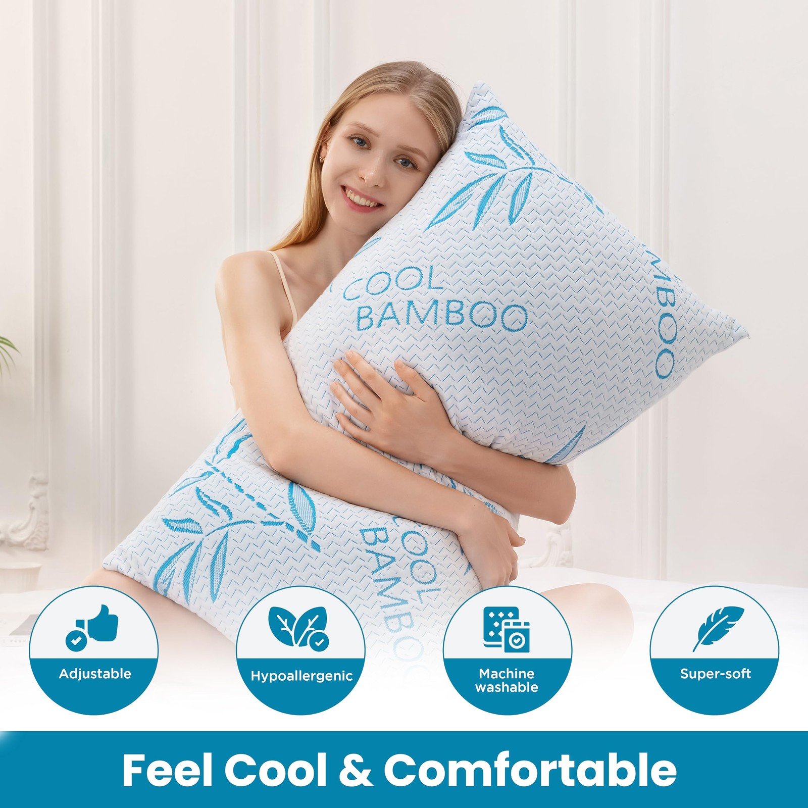 Best 2 Pack Standard Size Rayon Derived from Bamboo Pillow for Sleeping, Cooling