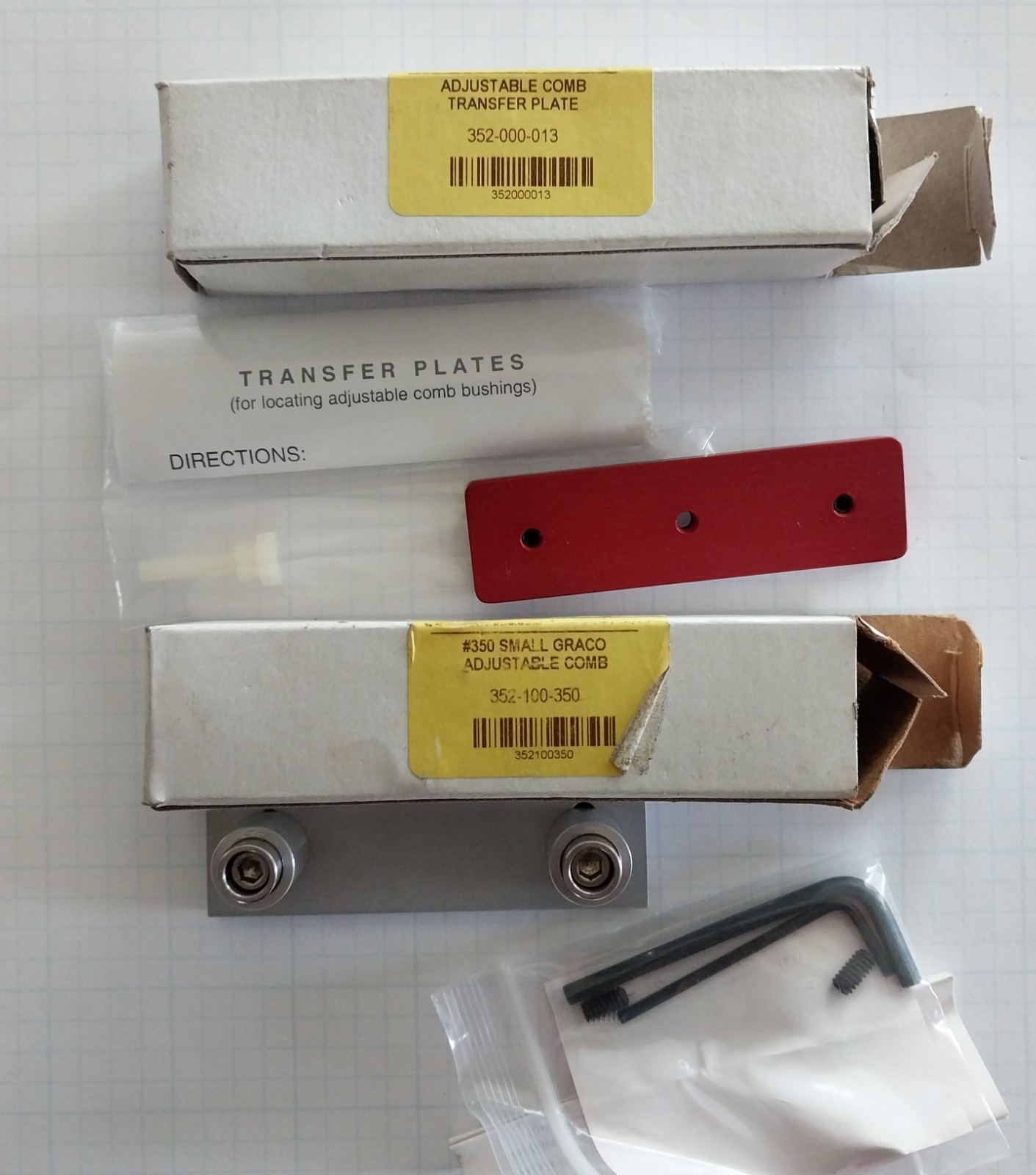 Graco #350 Small Adjustable Comb Hardware and Transfer Plate