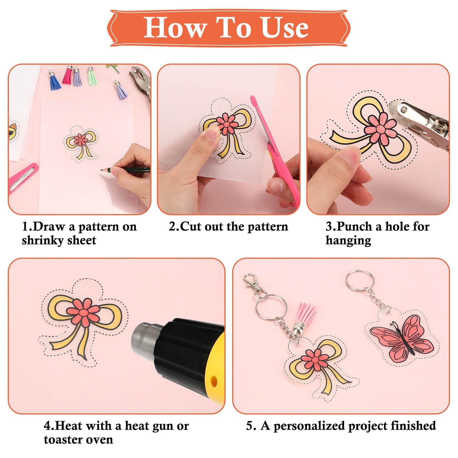 175 PCS Shrinky Plastic Sheets Kit, Including 20 Sheets Shrinky Art , Acrylic...