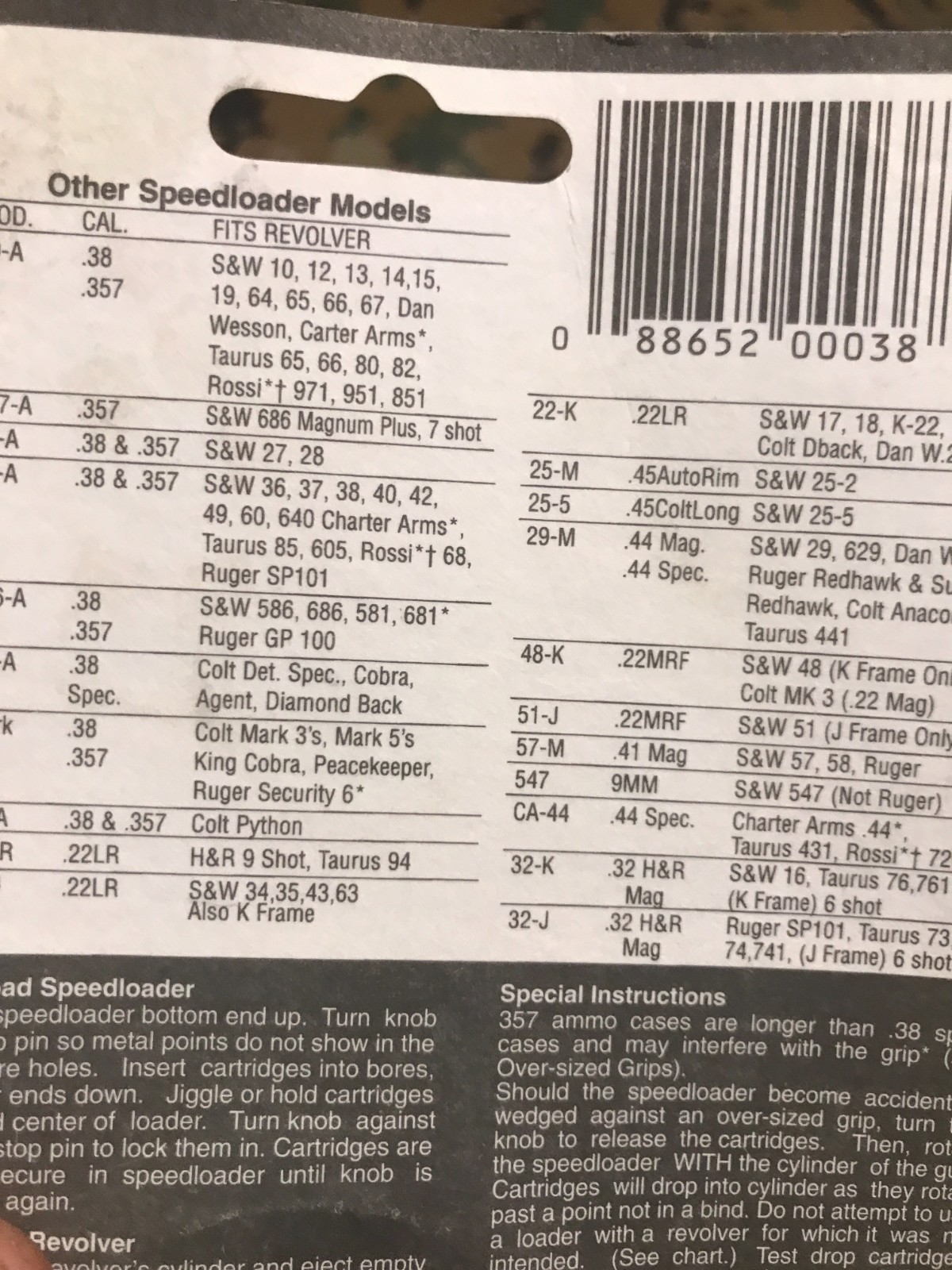 HKS Speedloader DS for Colt Detective Special Cobra 38 SPL.