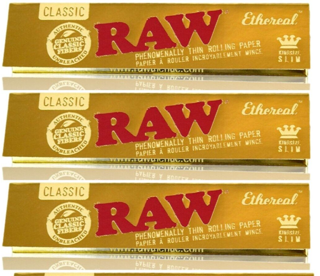 3x Raw ETHEREAL King Size ROLLING PAP ERS 32  LVS/PK  *Best Price! USA SHIPPED*