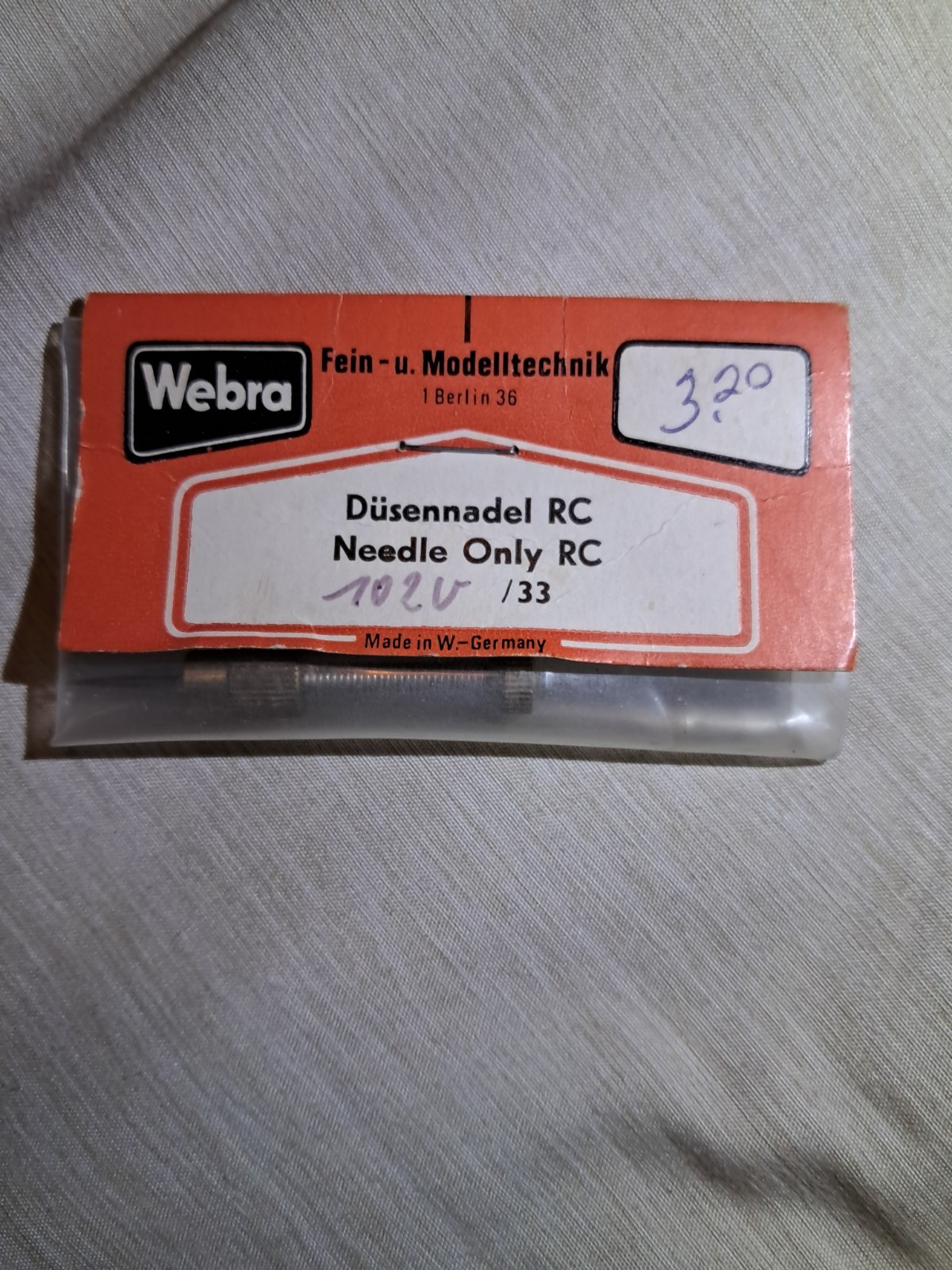 Vintage Webra 1020/33A Idle Needle Valve Blackhead 61 RC Engine Parts W Germany