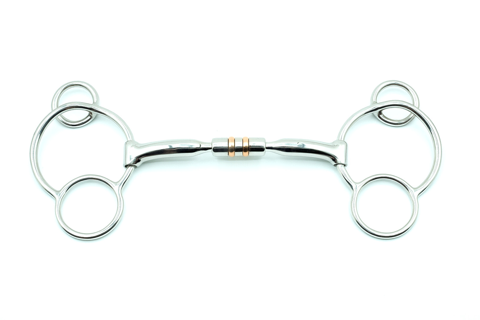 Stainless Steel Three Ring Gag Bit with Copper Rollers – Horse Riding Tack