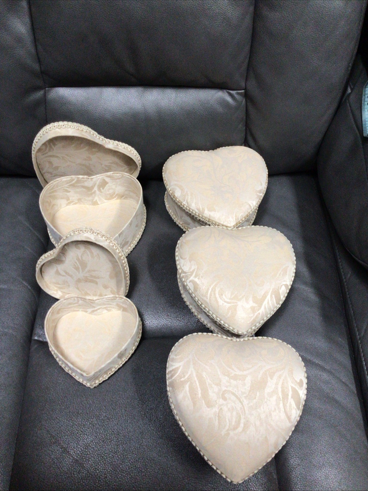 Lot Of 4-(2 In Each)-Heart Shaped Nesting Gift Storage Boxes(8 Total) 7x7x3”