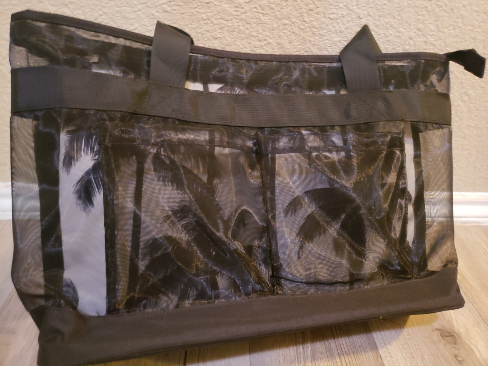 Palm Tree Print Cooler Beach Bag Large Zipper Closer