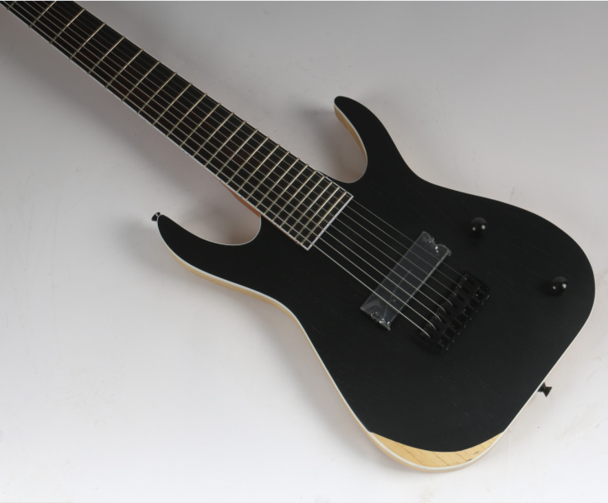 Custom 8-strings Electric Guitar Black Strings Thru Body Black Hardware