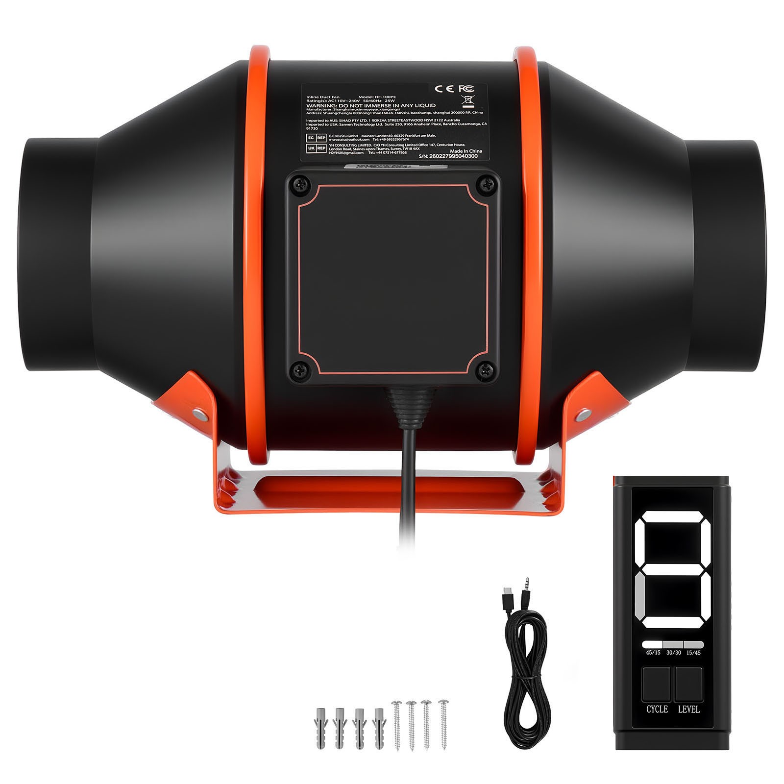 Uimoso 4-Inch Inline Duct Fan,3-Speed Control, 205 CFM, EC Motor for Ventilation