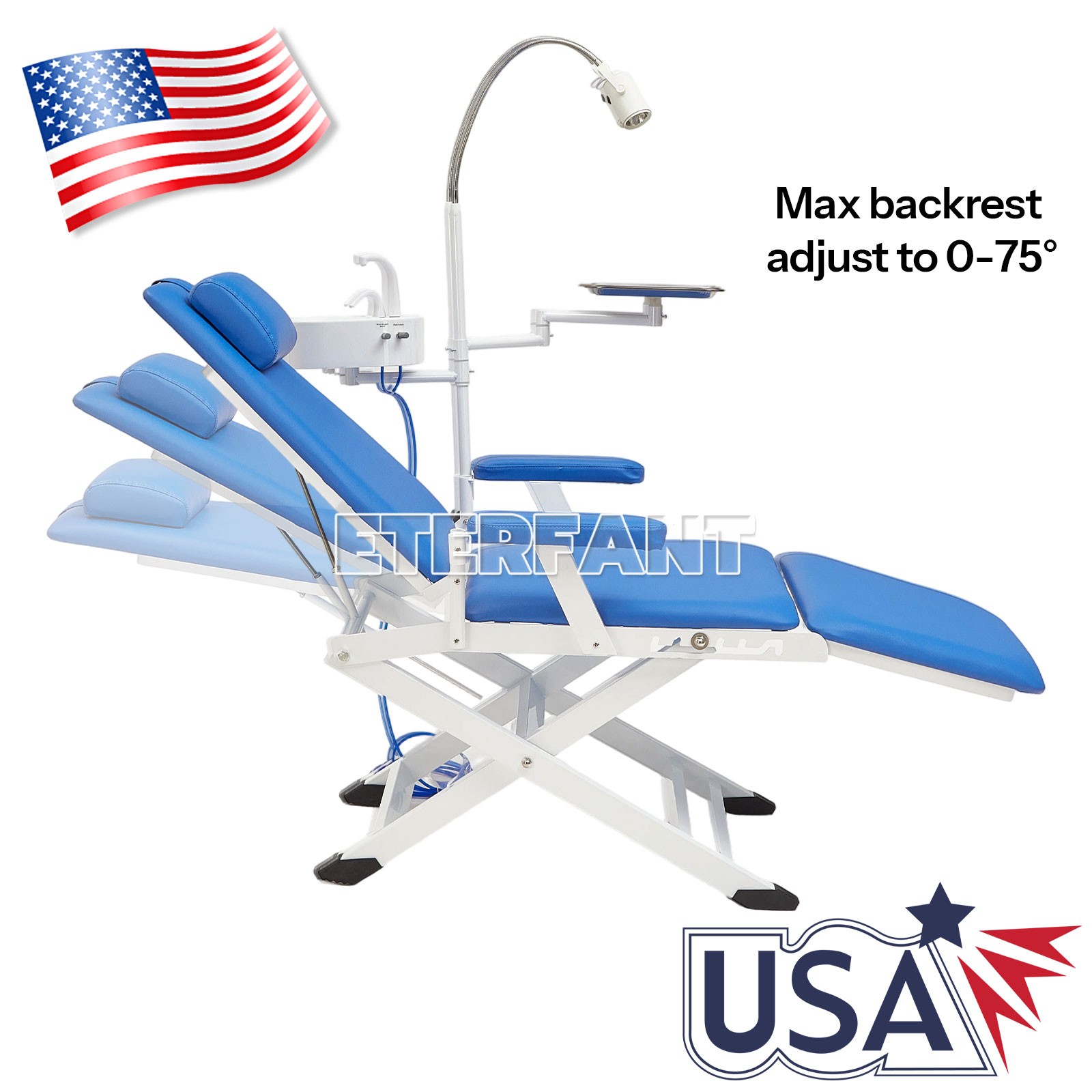Ergonomic Dental Folding Portable Chair+ LED Light Adjustable Height and Angle