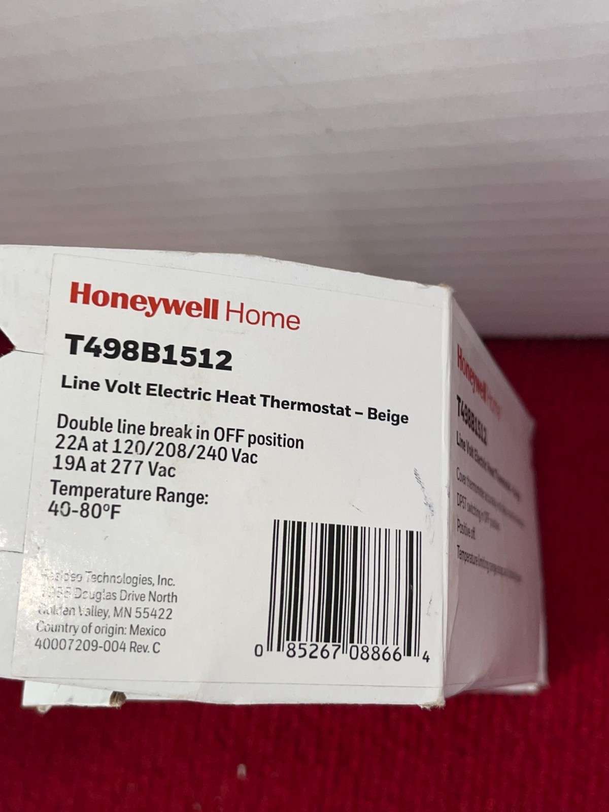 Honeywell T498B1512 Electric Heat Thermostat Dial Beige Non-Programmable