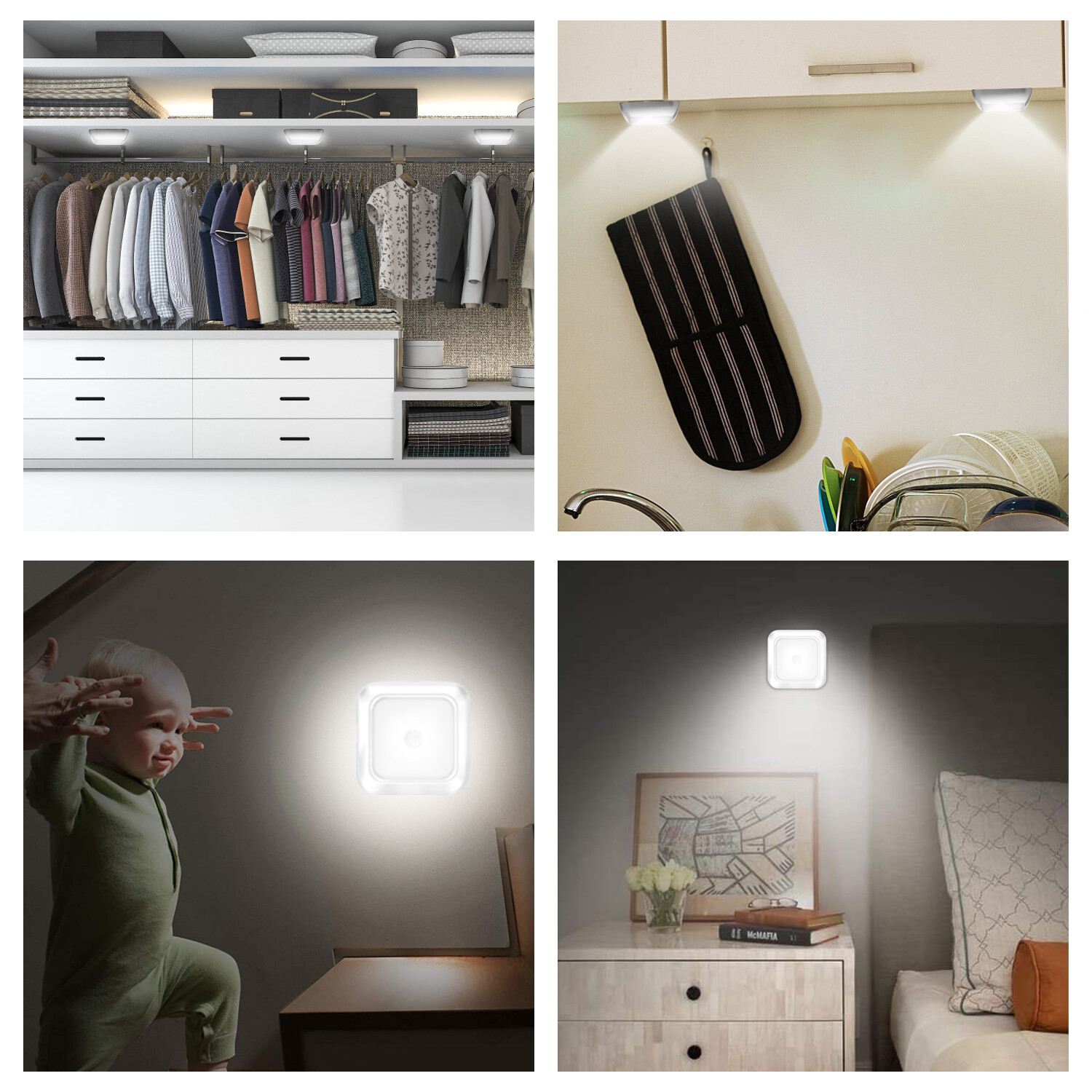 Battery Powered LED Closet Light- Motion Sensor Wall Lamp for Cabinets&Night Use