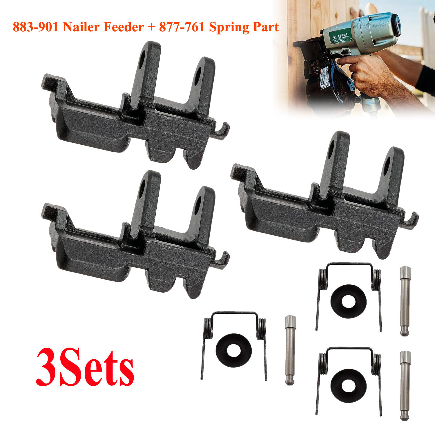 3X For Hitachi NV45AB NV45AB2 NV45AB2 Coil Roofing Nailer Feeder 883901 883-901