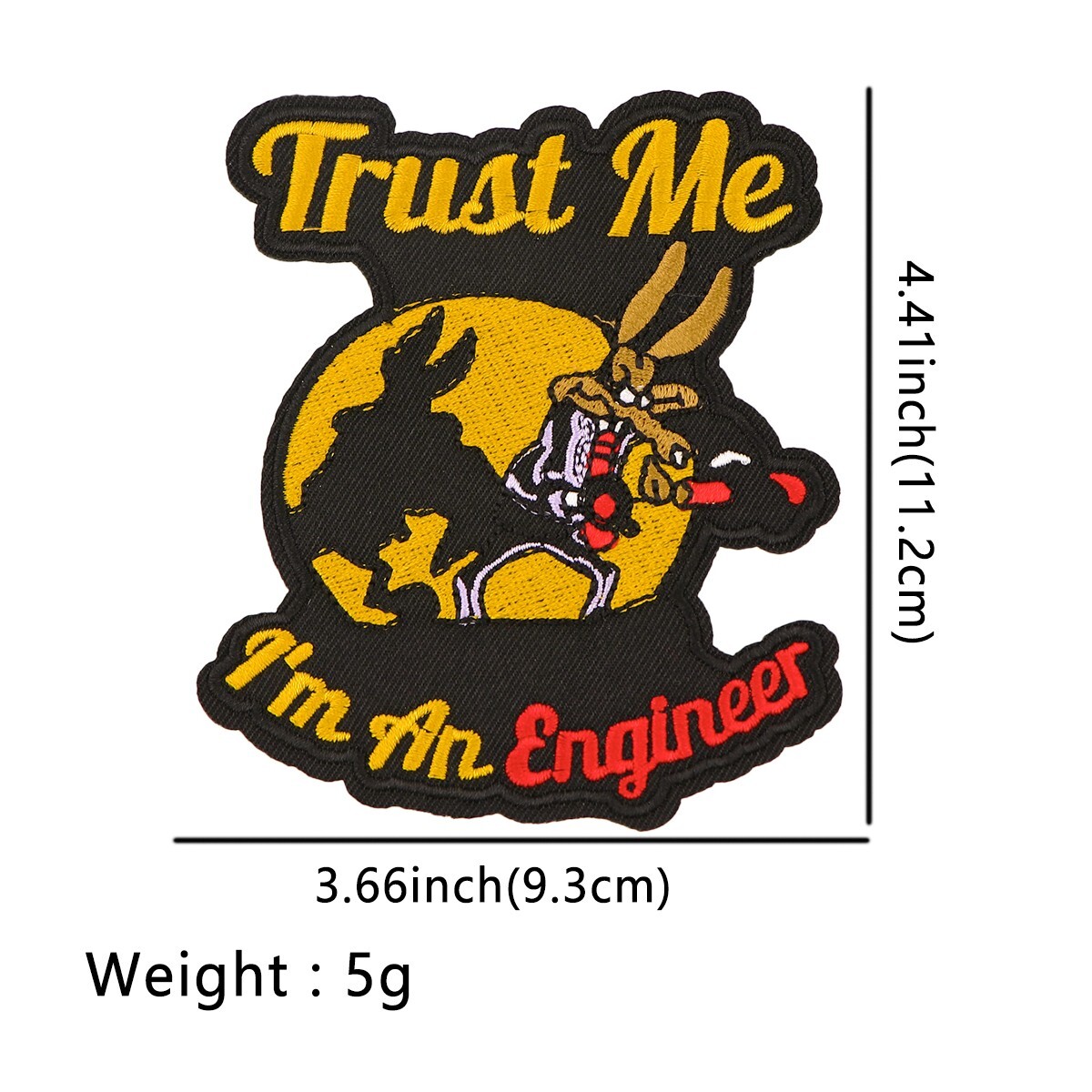 Wile E COYOTE - TRUST ME I'M AN ENGINEER - EMBROIDERED IRON-ON PATCH