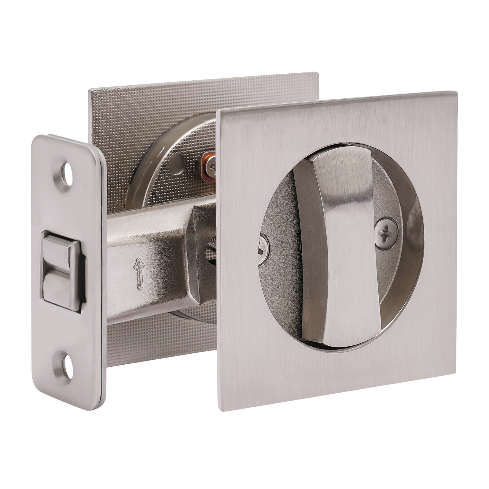 Cavity Sliding door Lock Privacy Function Entry lock Silver Square