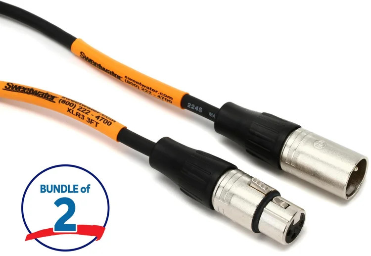 Pro Co EXM-3 Excellines XLR Female to XLR Male Patch Cable - 3 foot (2-pack)