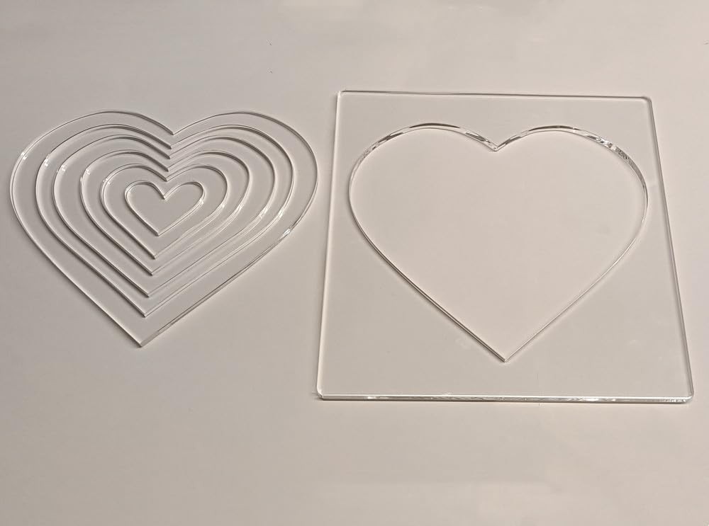 8x8 Inch Clear Acrylic Multi Heart Router Inlay Template Woodworking Tool