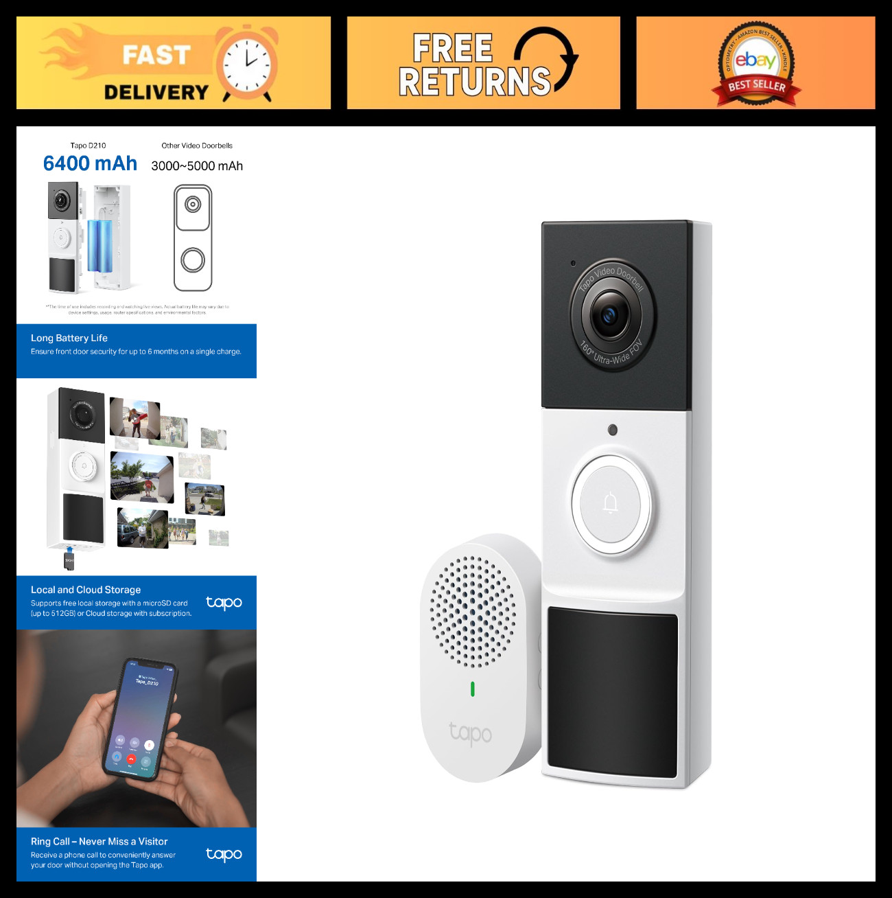 2K Wireless Smart Video Doorbell with Chime - 160° View, 2-Way Audio, Motion Ale