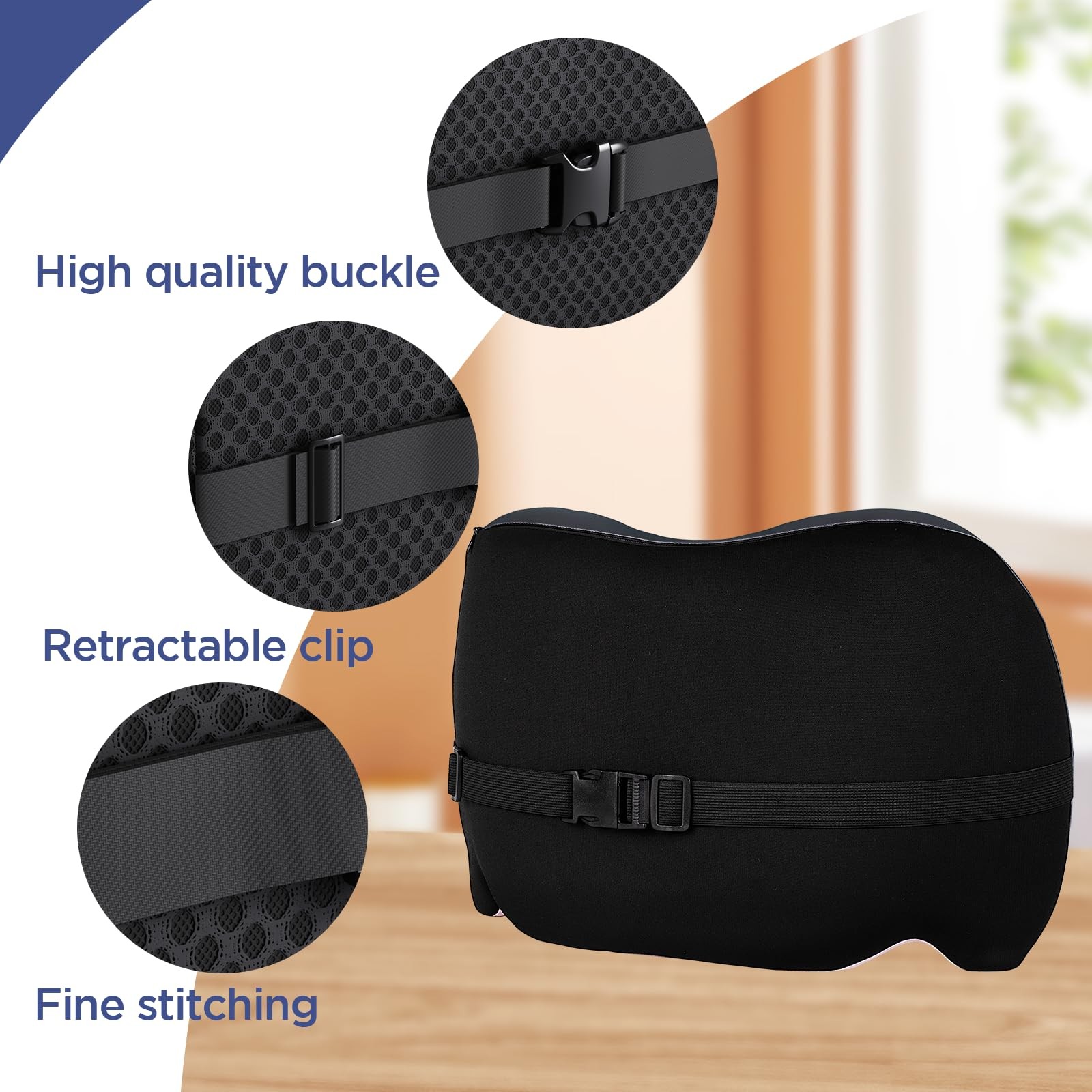Lumbar Support Pillow for Office Chair, Car Lower Back Black