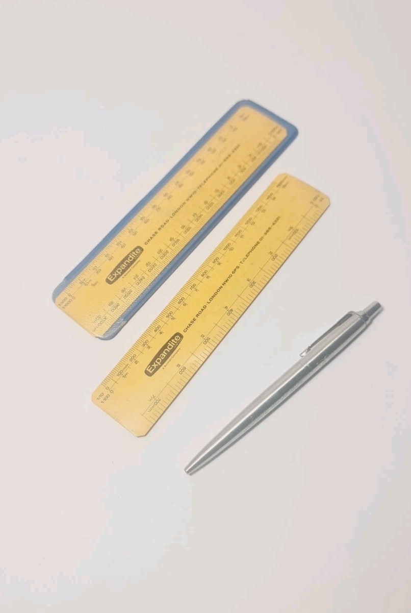 2x Vintage Mid Century Blundell Harling BS 1347 No. 2-B Metric Conversion Rulers