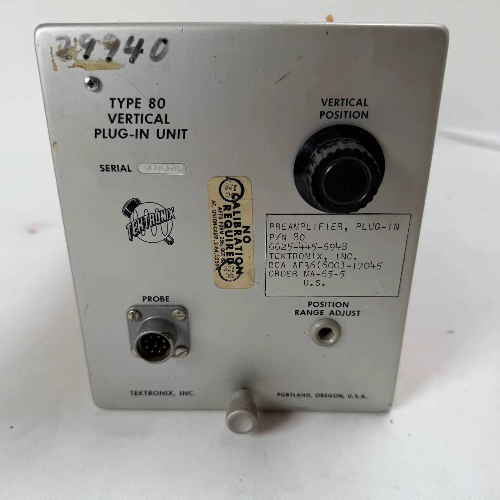 NEW Tektronix Type 80 Vertical Plug-in Unit Preamplifier Module Vintage Tube