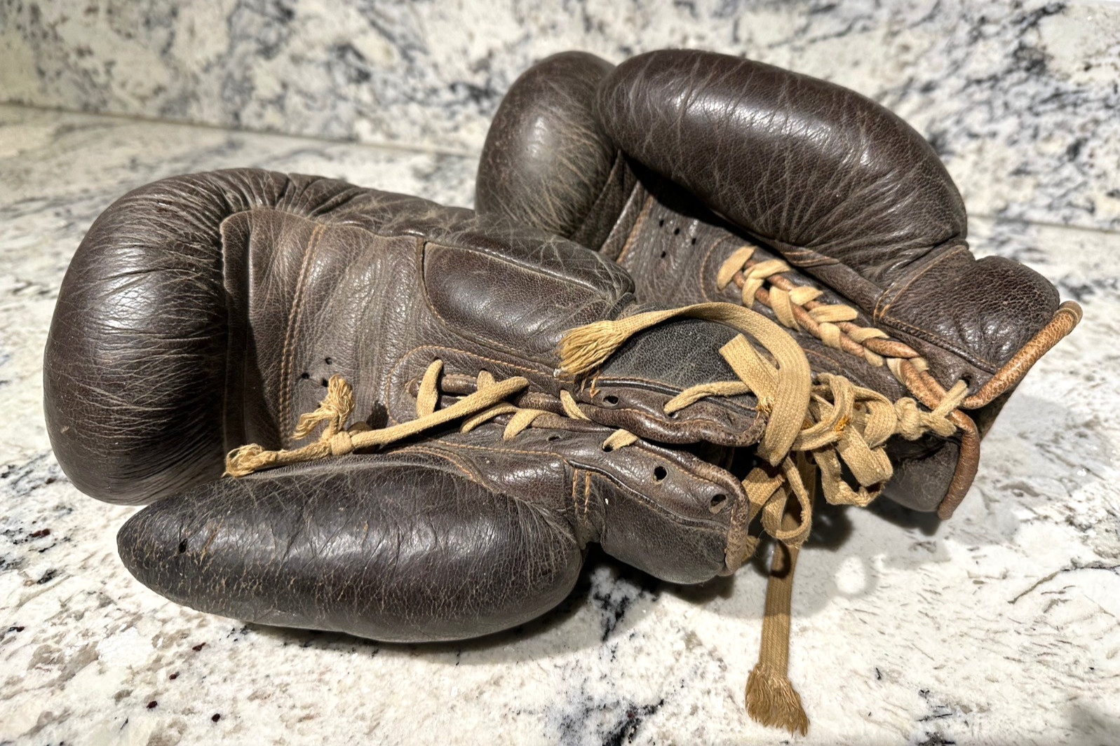 LEATHER BOXING GLOVES DOLFFS WEHA Antique Horsehair 14 oz Pair Made in Germany