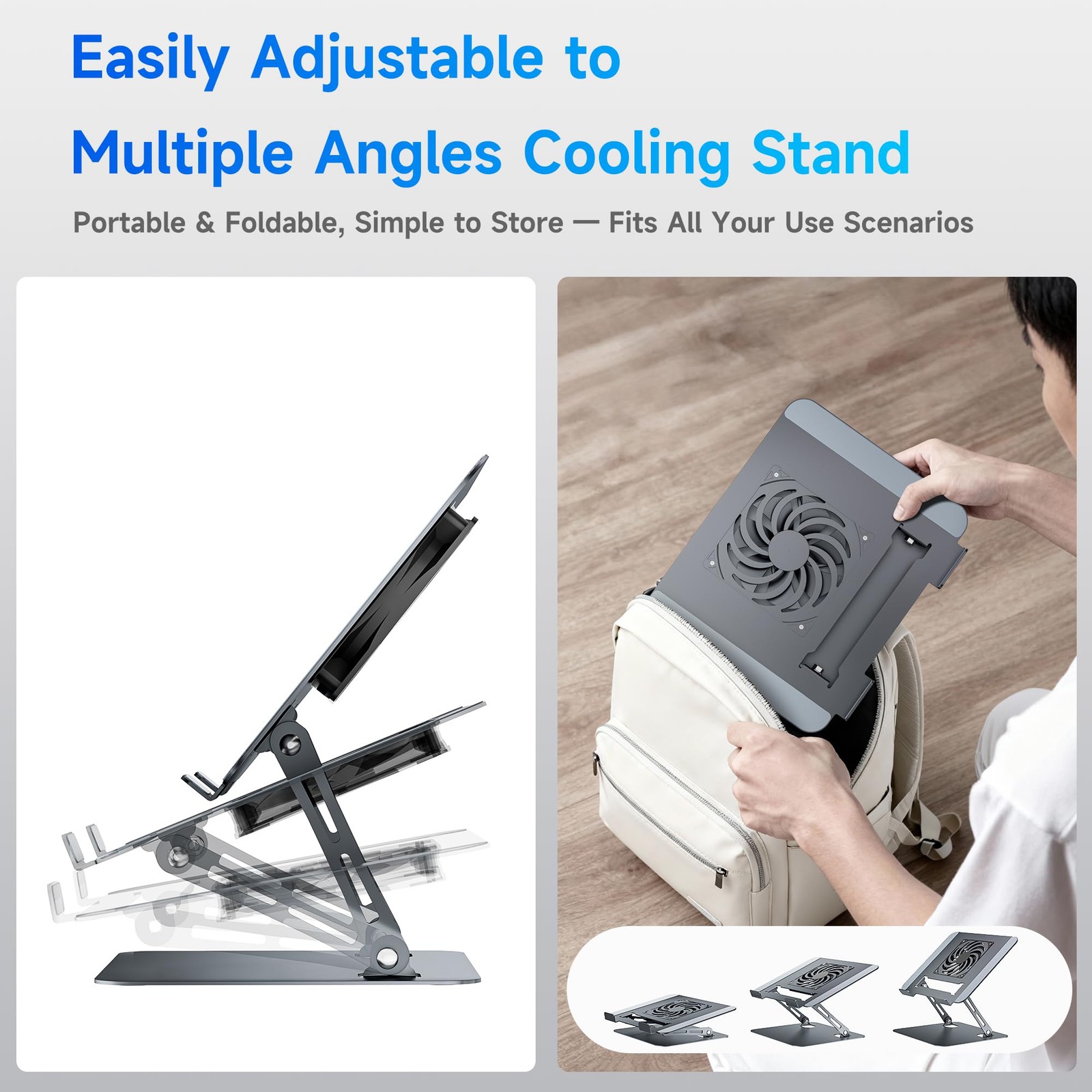 Adjustable Ergonomic Laptop Riser Portable Foldable Aluminum Holder Silver