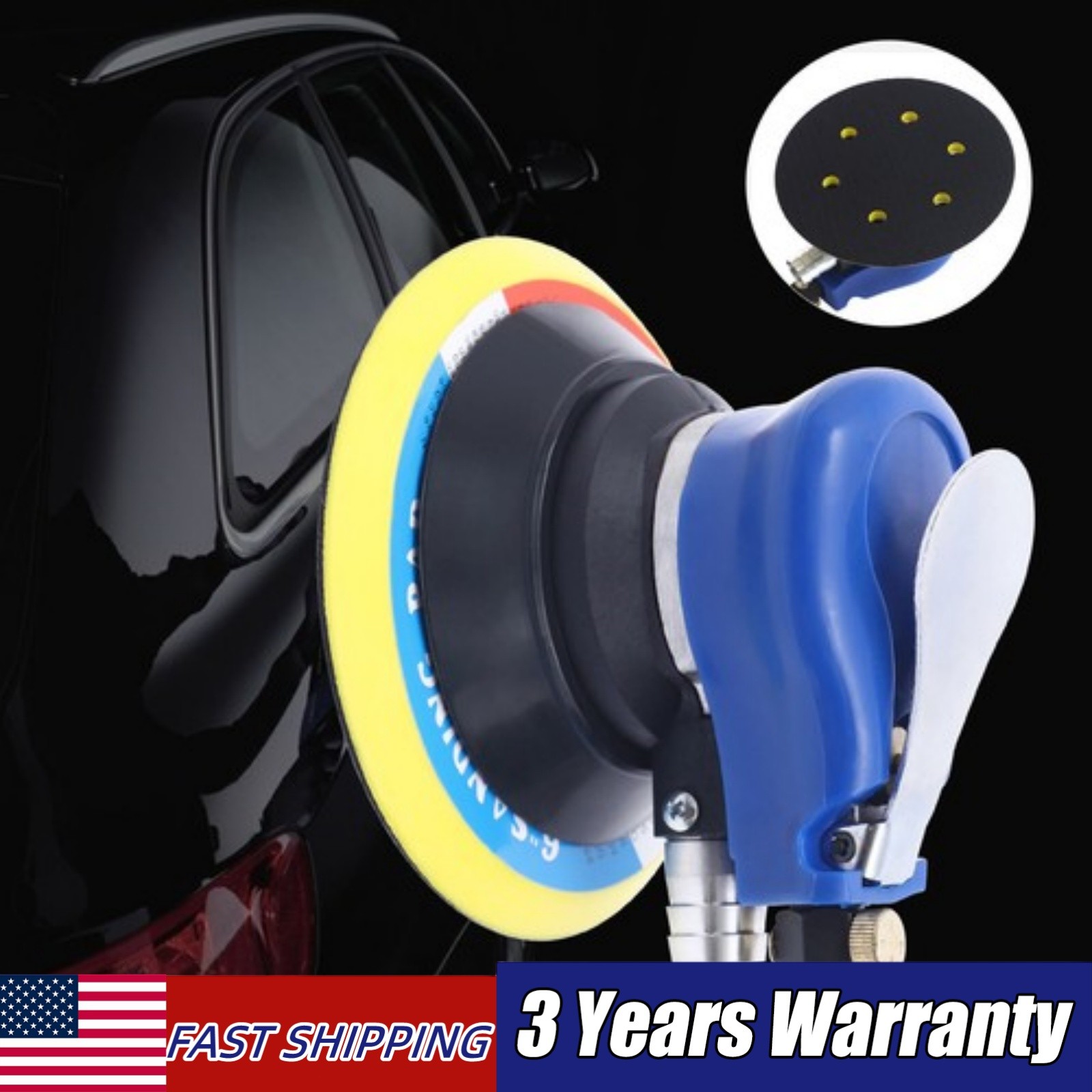 6'' Air Body Random Orbital Palm Sander DA Buffing Sanding 10000 rpm Auto Tool