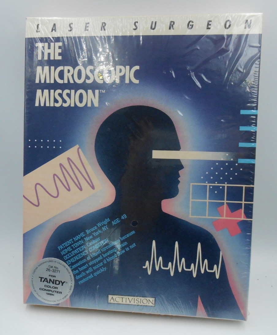 1987 ACTIVISION LASER SURGEON THE MICROSCOPIC MISSION UNOPENED TANDY COLOR COMP