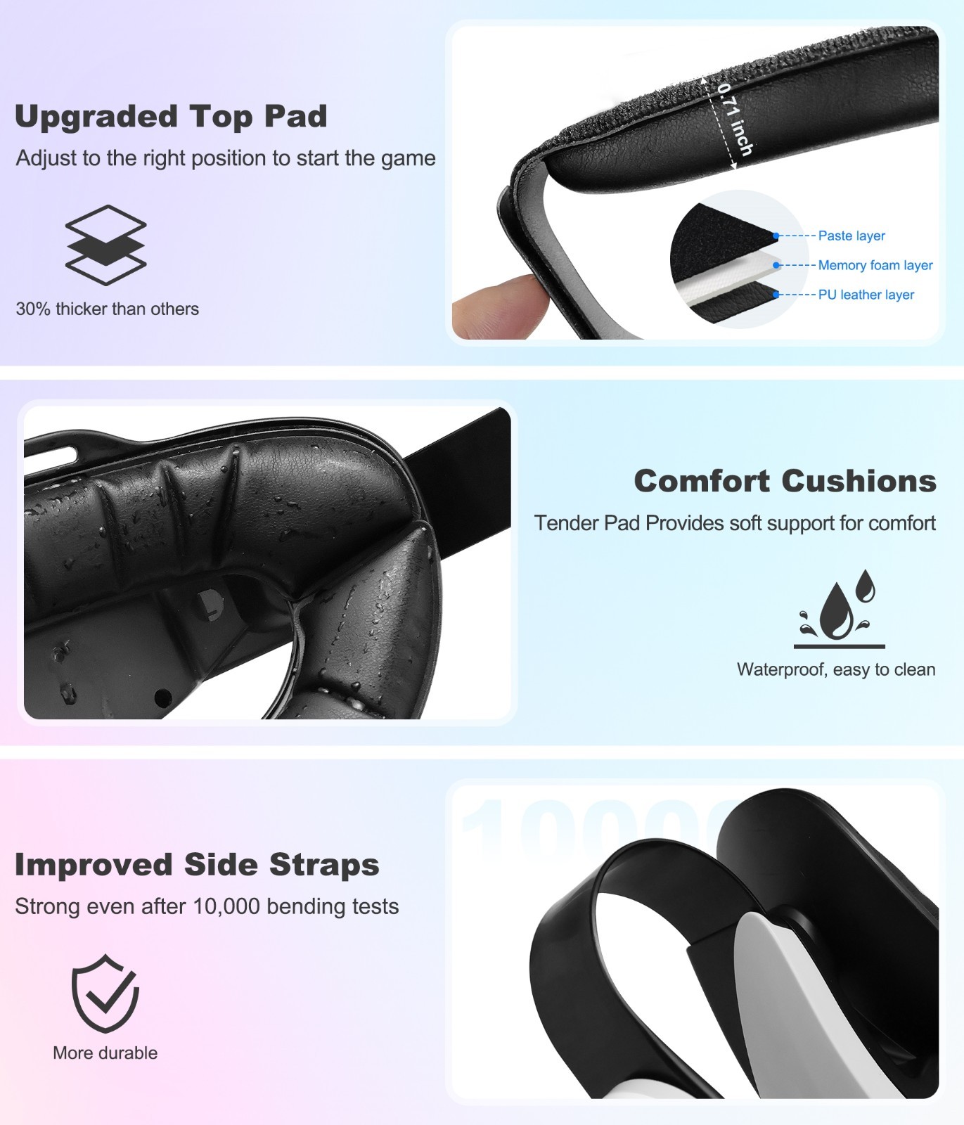 Adjustable Elite Strap Accessory Replacement for Meta Quest 3S/Quest 3/Quest 2