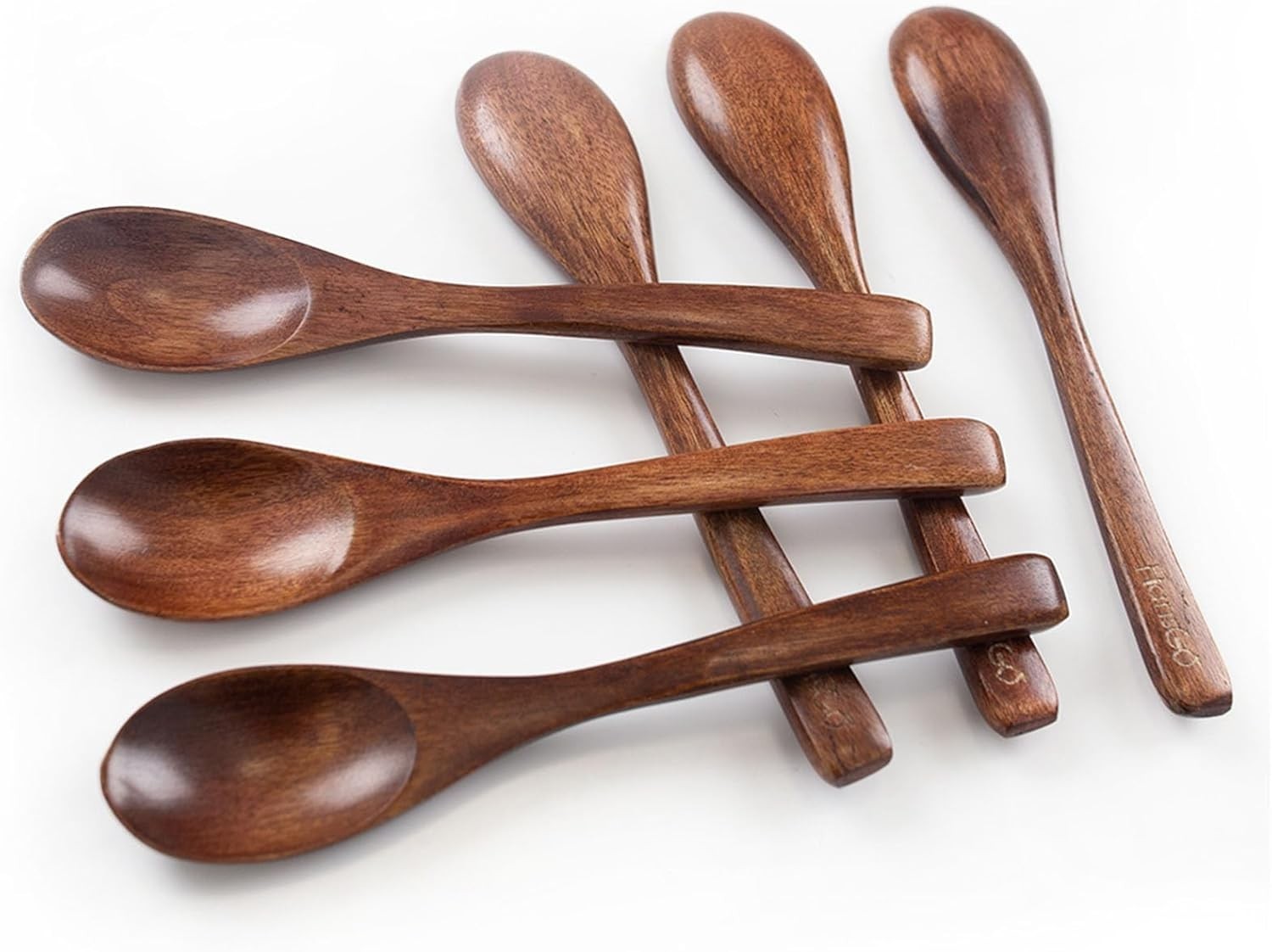 6in Wooden Spoons, 6pcs Soup Spoons Set, Small Wooden Utensils for Coffee..