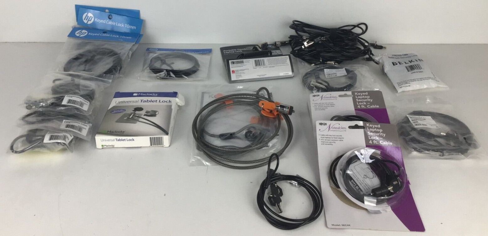 Lot of 26x Laptop Security Locks Mixed Kensington, HP, Belken, Maclocks SEE PICS