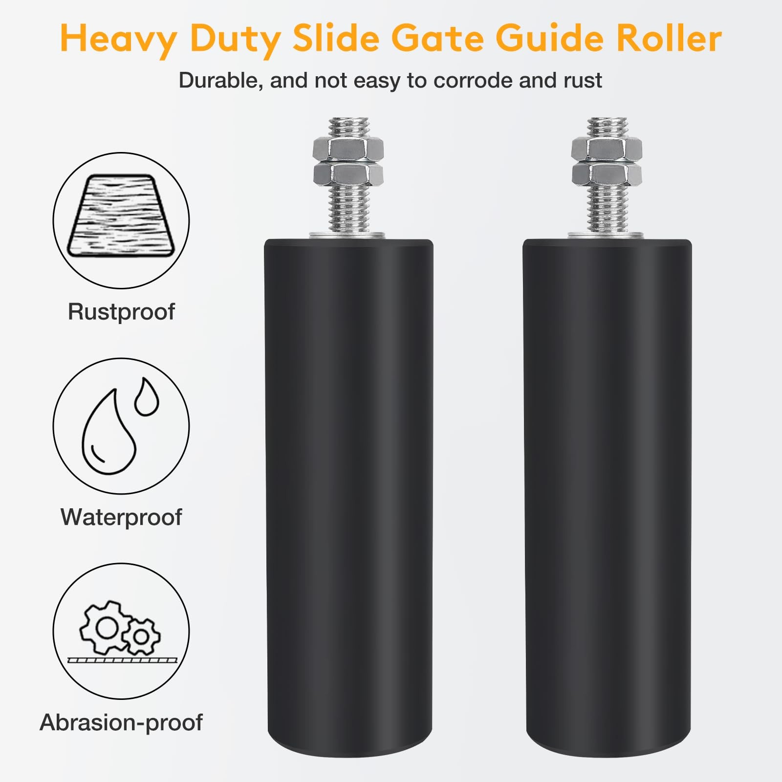 6" Gate Roller Guide with L-Bracket, Universal Adjustable Heavy 1 Pack, Black