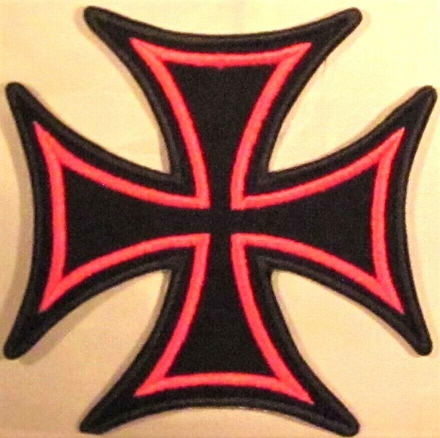 MALTESE IRON CROSS EMBROIDERED MOTORCYCLE IRON ON PATCH O-25