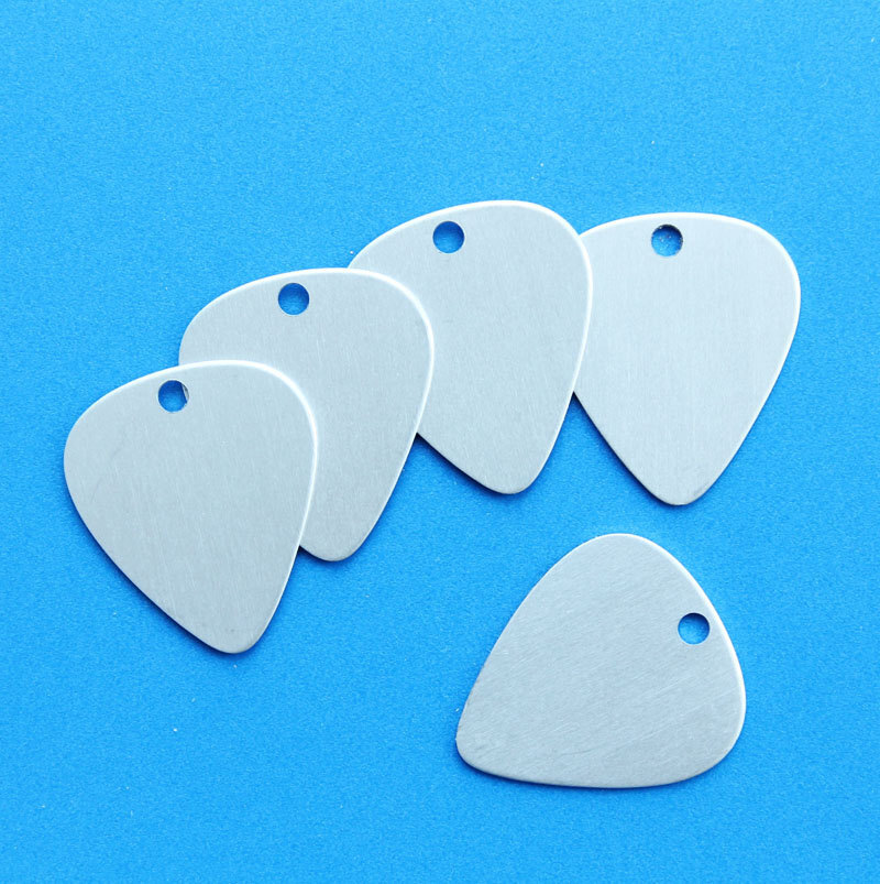 10 Guitar Pick Stamping Tags Anodized Aluminum Silver- MT157