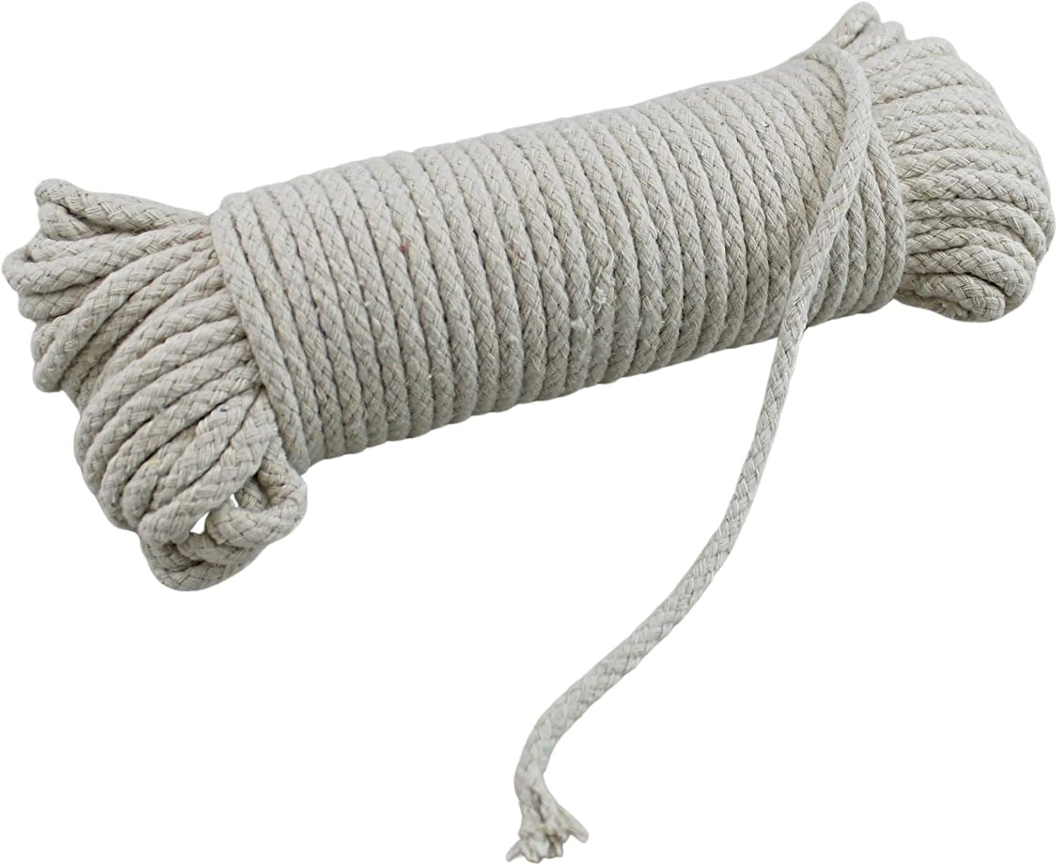 100 Ft Heavy Duty Braided Cotton Rope Clothesline Approximately #6 1/4" 6 Mm