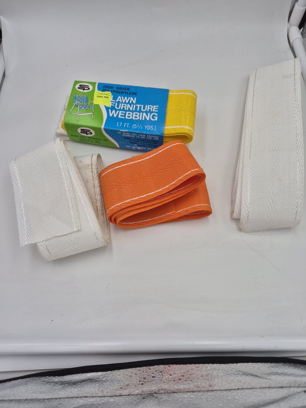 Stone City Lawn Chair Furniture Webbing Repair Kit 17’ Yellow White Small Orang