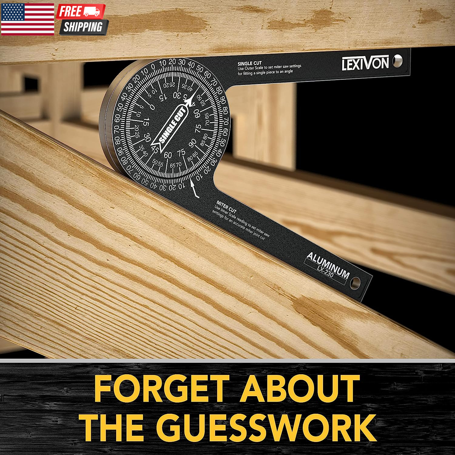 Aluminum Miter Saw Protractor | 7-Inch Rust Proof Angle Finder Featuring Precisi