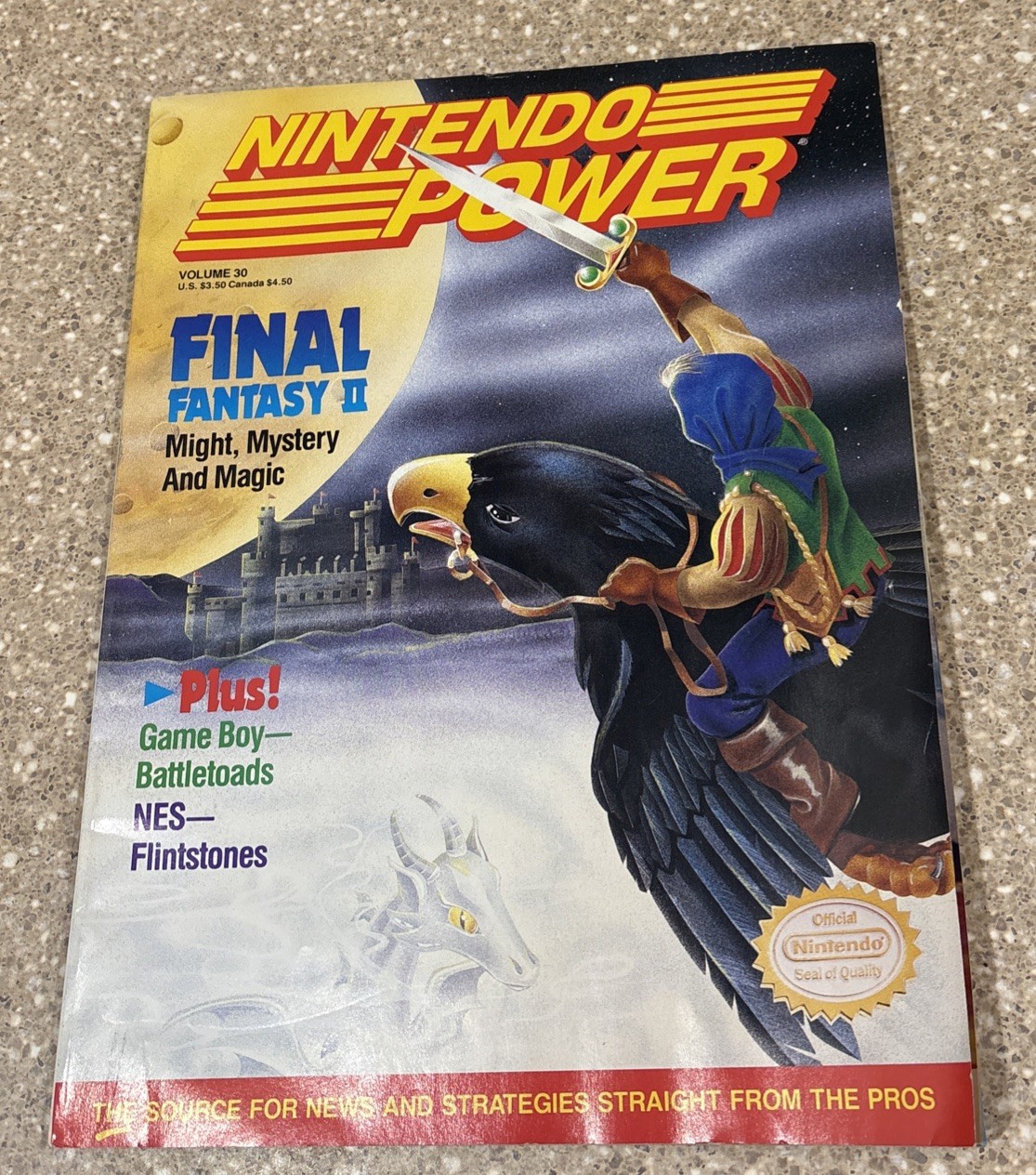 Nintendo Power Volume 30 1991 Final Fantasy 2 w/ Faceball Poster Intact