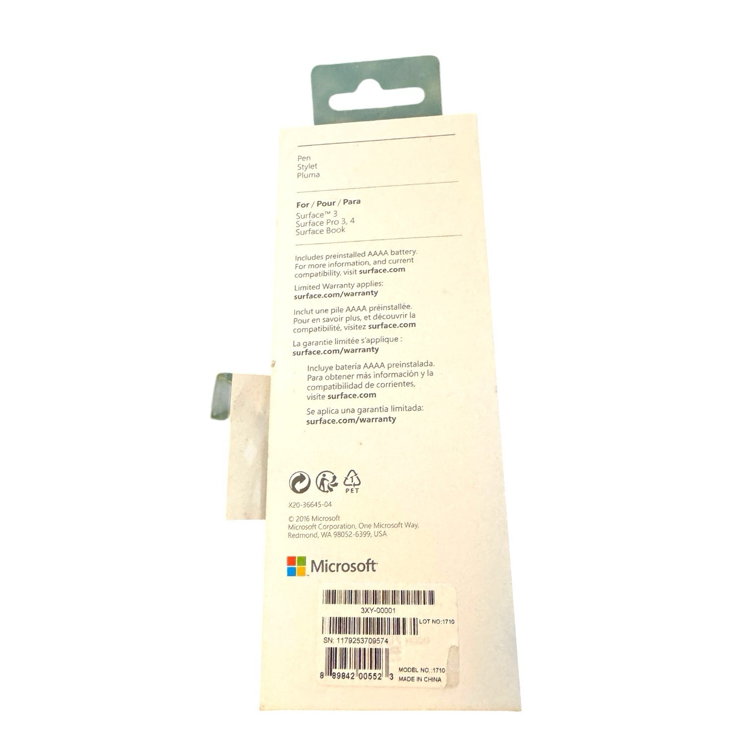 Microsoft Surface Pen Stylus Silver Model 1710 Surface Pro 3 4 Book w/ Tips