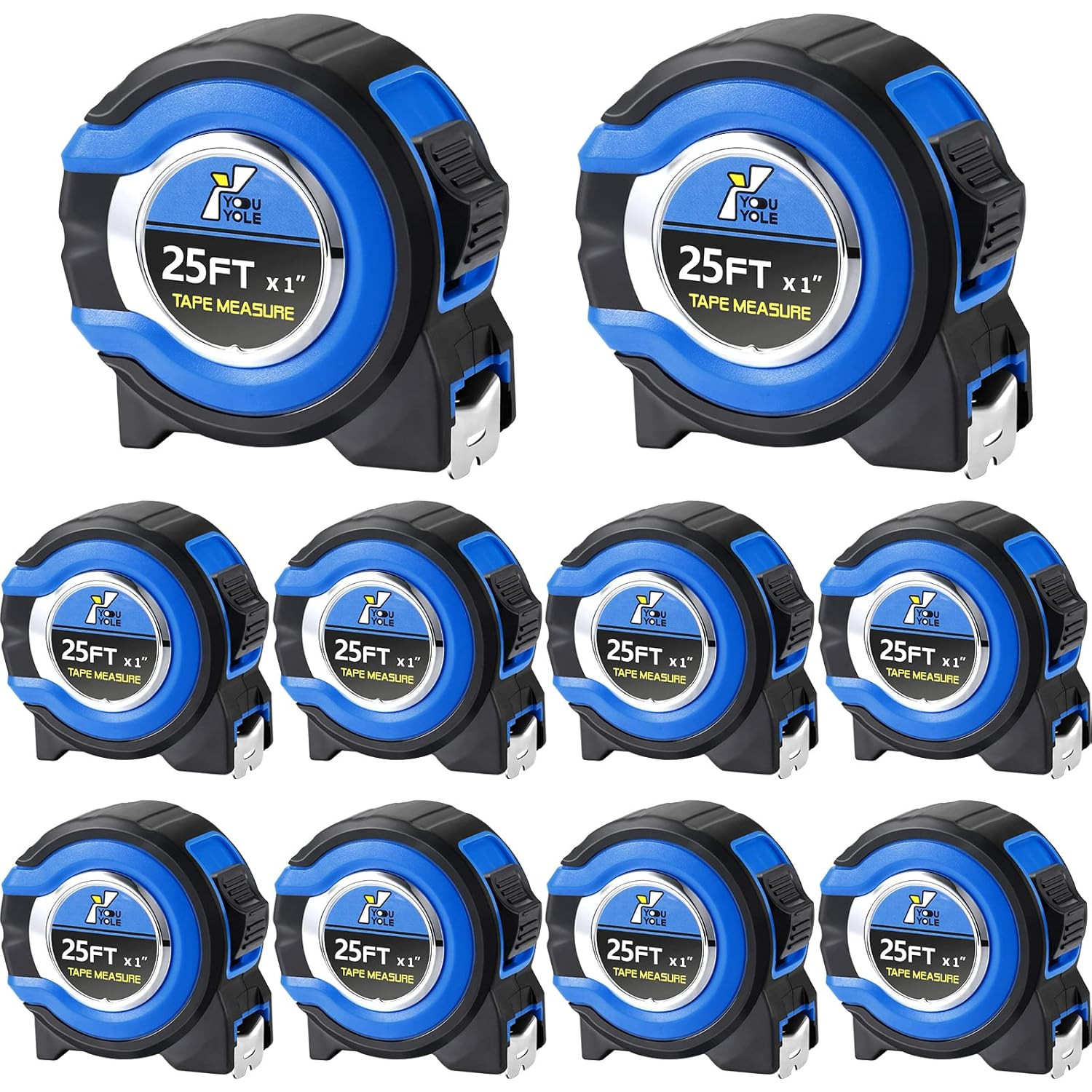 10 Pack Tape Measure with Fractions 1/8 Steel Measuring Tape Retractable Easy Re