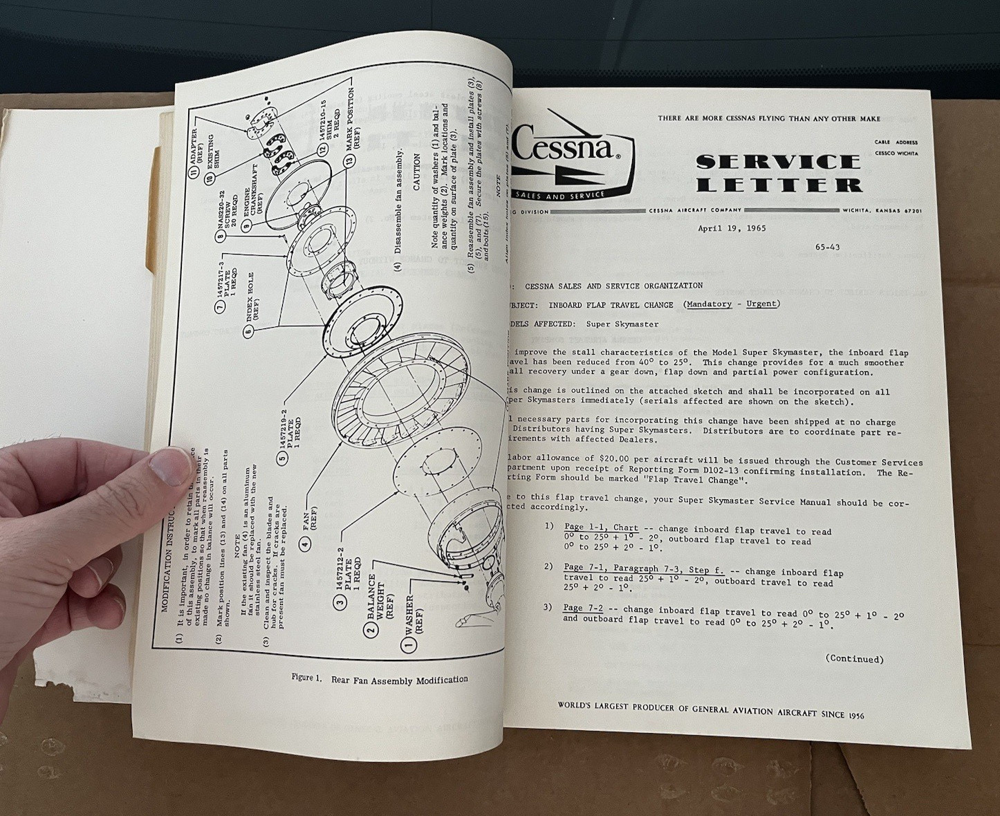 1965 Cessna Service Information Summary Manual All Models, Original Read