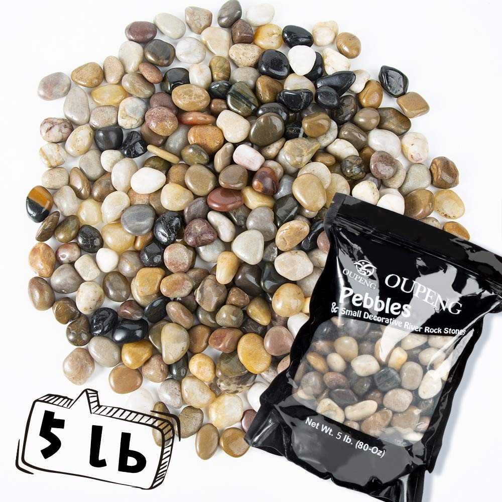 Pebbles Polished Gravel, Natural Polished Mixed Color Stones, Small Decorativ...