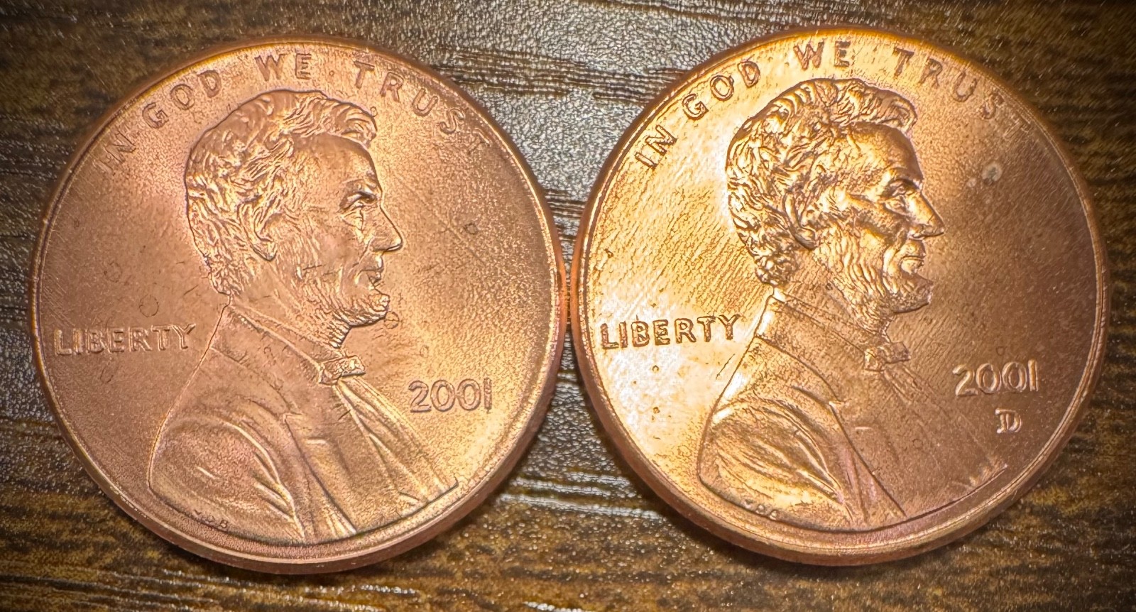 2001 P & D Lincoln Memorial Cent BU 2 Coin Set From Original Rolls