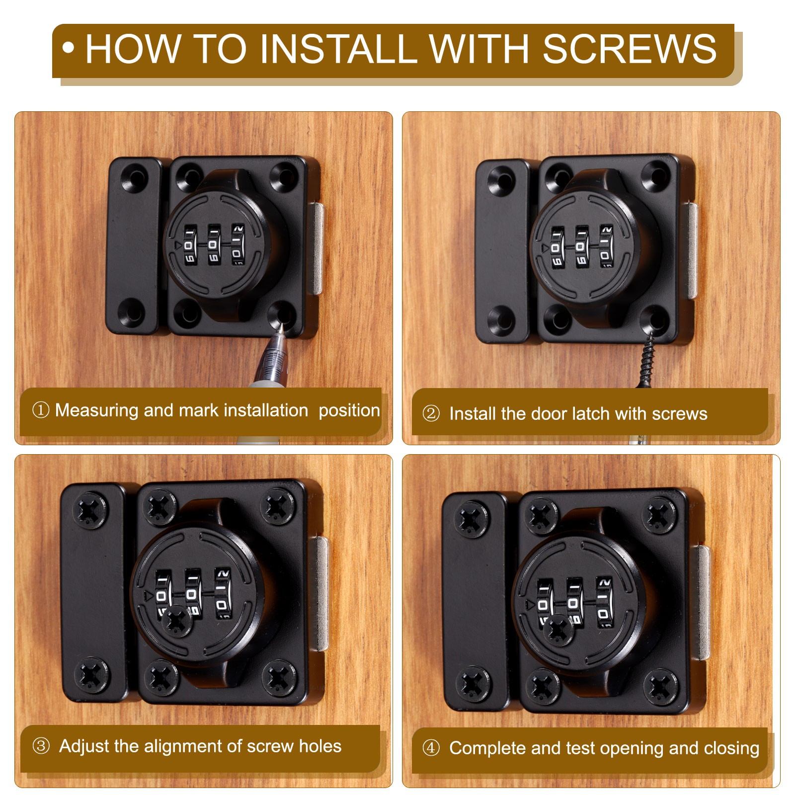 2 Pcs Combination Cabinet Latch Keyless Password Locks Gold